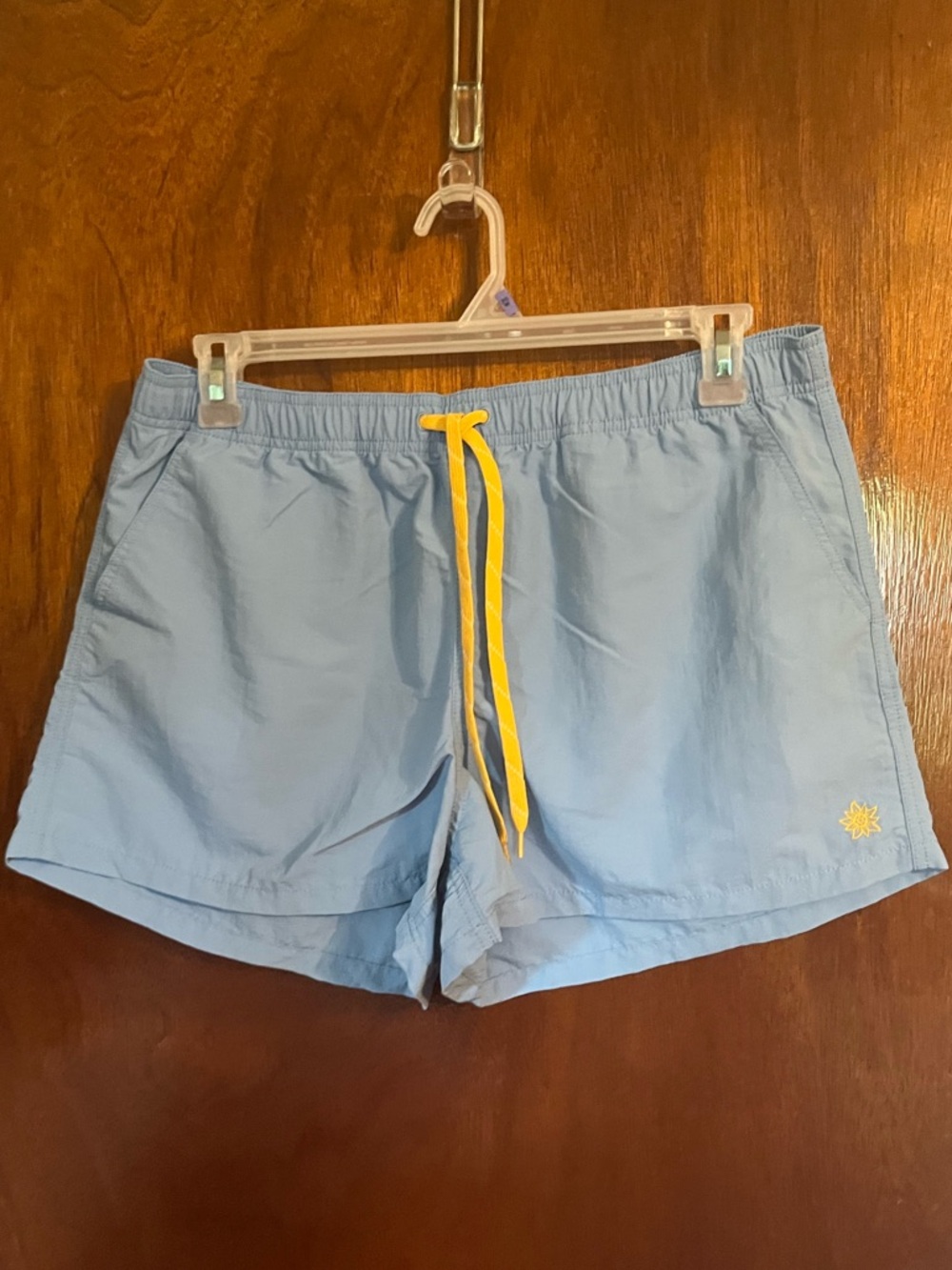 Alpine Design Light Blue Athletic Shorts with Yellow Drawstring
